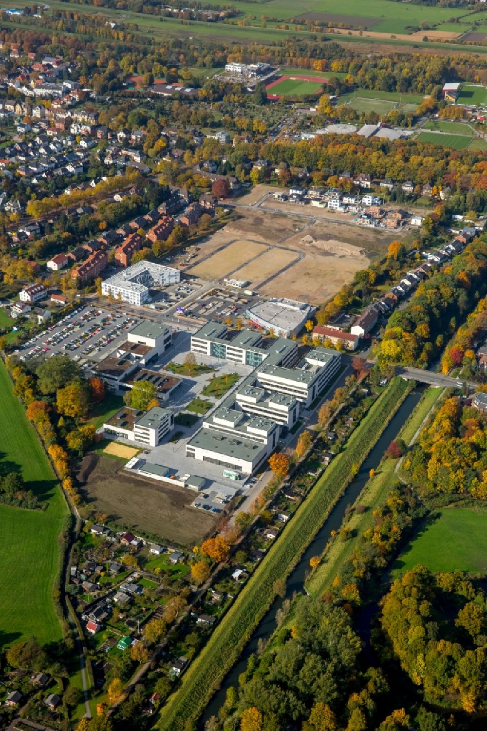 Aerial photograph Hamm - View of the new construction of the campus of the college Hamm-Lippstadt in Hamm in the state of North Rhine-Westphalia