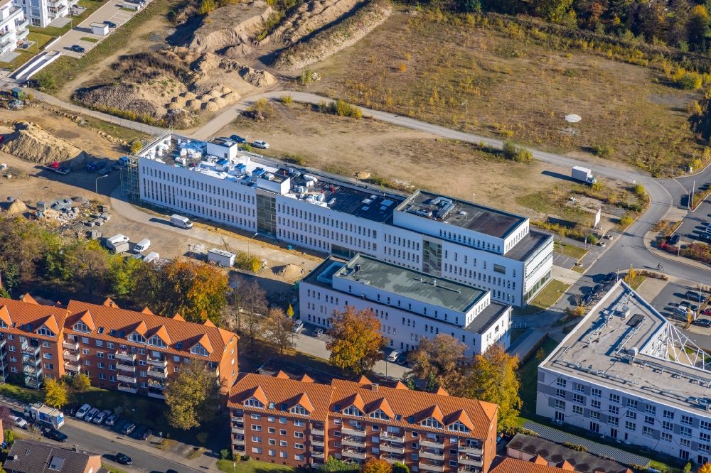 Hamm from above - View of the new construction of the campus of the college Hamm-Lippstadt in the district Heessen in Hamm at Ruhrgebiet in the state of North Rhine-Westphalia