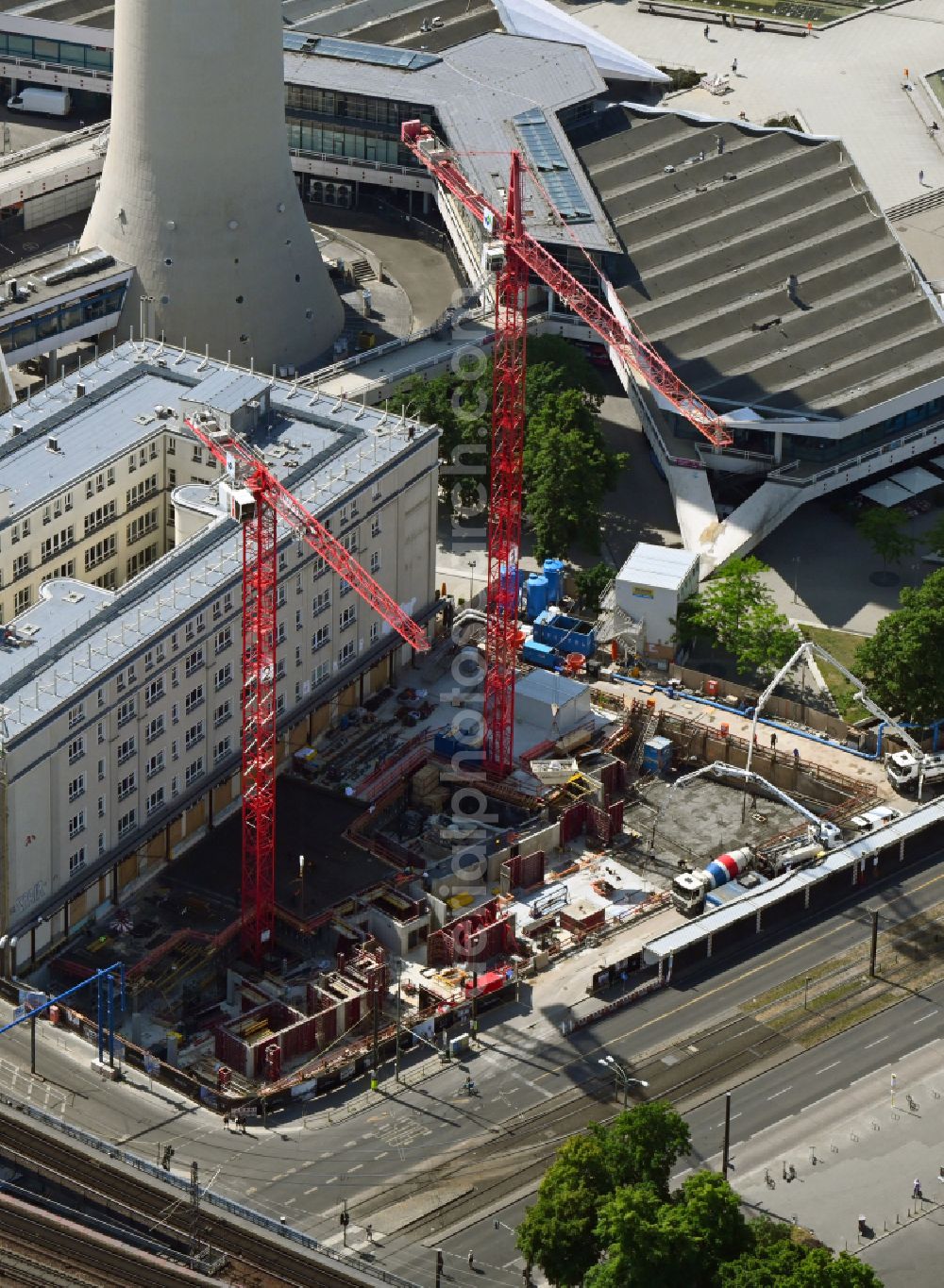 Aerial photograph Berlin - Construction site C1 a?? Central One Midtown Offices to build a new office and commercial building Karl-Liebknecht-Strasse - Panoramastrasse - Gontard-Strasse in the district Mitte in Berlin, Germany