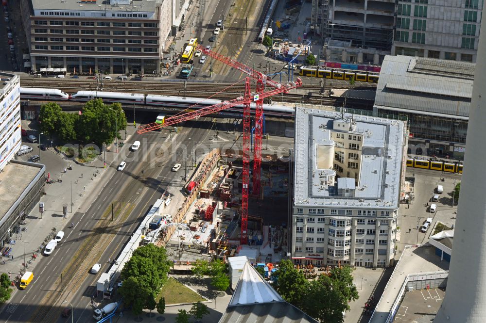 Aerial image Berlin - Construction site C1 a?? Central One Midtown Offices to build a new office and commercial building Karl-Liebknecht-Strasse - Panoramastrasse - Gontard-Strasse in the district Mitte in Berlin, Germany