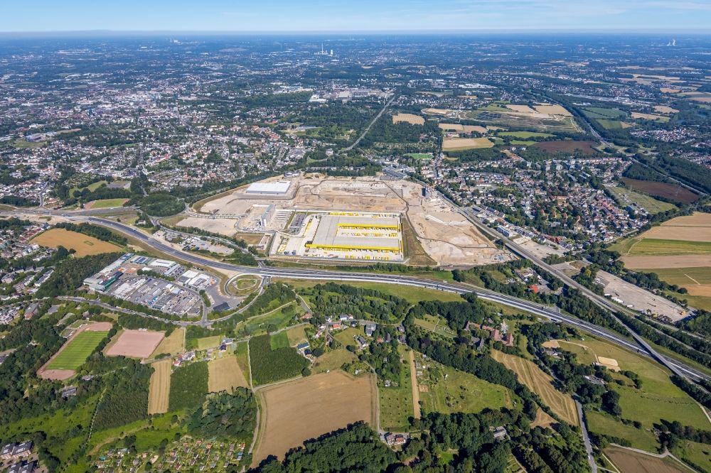 Aerial image Bochum - New building complex of DHL parcel and logistics center in the development area MARK 51A?7 in Bochum in the state North Rhine-Westphalia, Germany