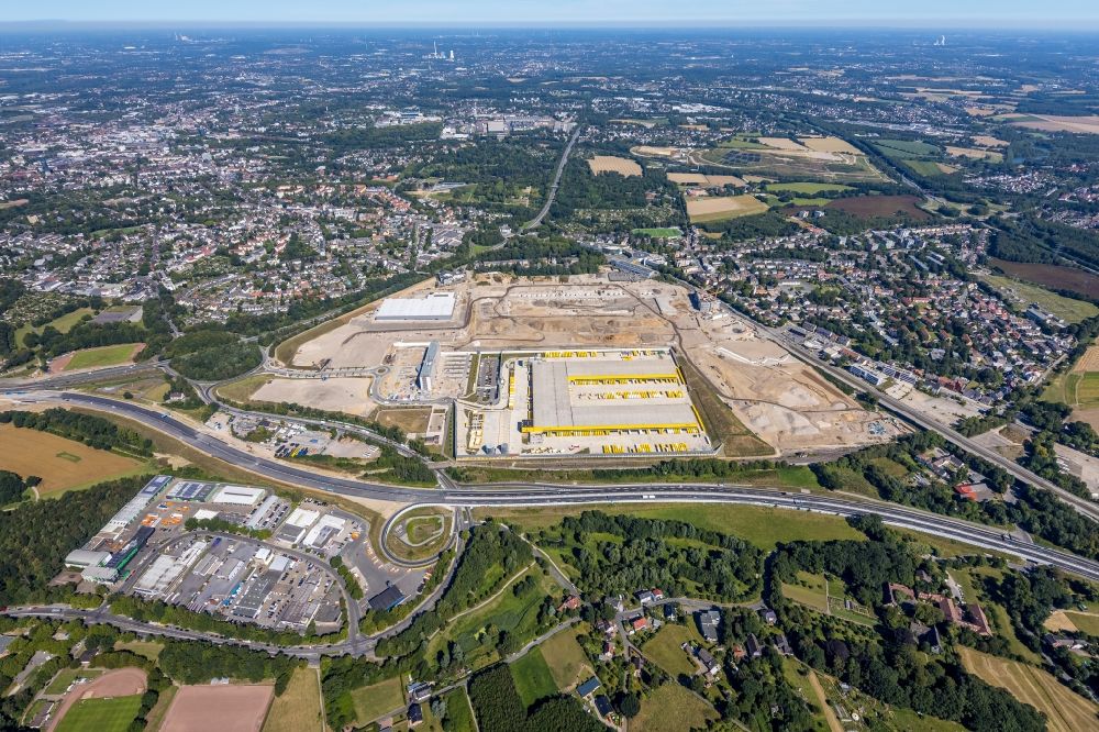 Aerial photograph Bochum - New building complex of DHL parcel and logistics center in the development area MARK 51A?7 in Bochum in the state North Rhine-Westphalia, Germany