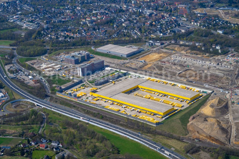 Aerial photograph Bochum - New building complex of DHL parcel and logistics center in the development area MARK 51A7 in Bochum at Ruhrgebiet in the state North Rhine-Westphalia, Germany