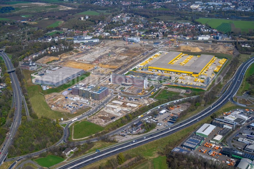 Aerial image Bochum - New building complex of DHL parcel and logistics center in the development area MARK 51A7 in Bochum at Ruhrgebiet in the state North Rhine-Westphalia, Germany