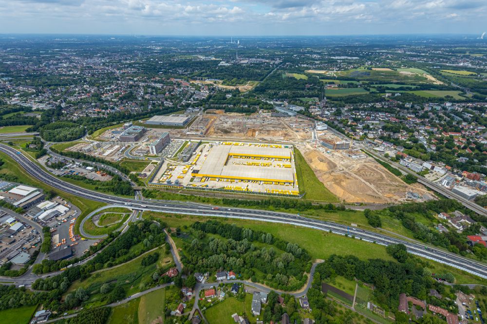 Aerial image Bochum - New building and DHL logistics center in the development area MARK 51AA?7 in Bochum at Ruhrgebiet in the state North Rhine-Westphalia, Germany