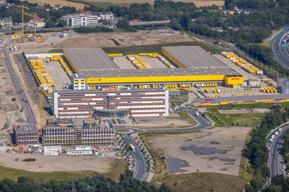 Aerial photograph Bochum - New building and DHL logistics center in the development area MARK 51AA?7 in Bochum at Ruhrgebiet in the state North Rhine-Westphalia, Germany