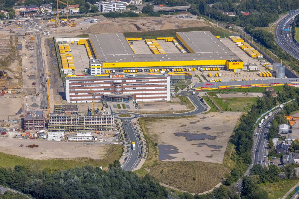 Bochum from above - New building and DHL logistics center in the development area MARK 51AA?7 in Bochum at Ruhrgebiet in the state North Rhine-Westphalia, Germany
