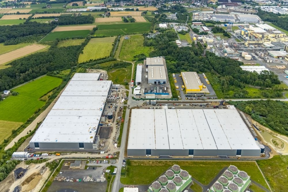 Aerial image Hamm - Construction site to build a new building complex on the site of the logistics center and Distribution Park in the district Uentrop in Hamm at Ruhrgebiet in the state North Rhine-Westphalia, Germany