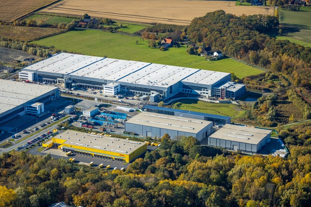 Aerial photograph Hamm - New building complex on the site of the logistics center and Distribution Park in the district Uentrop in Hamm at Ruhrgebiet in the state North Rhine-Westphalia, Germany