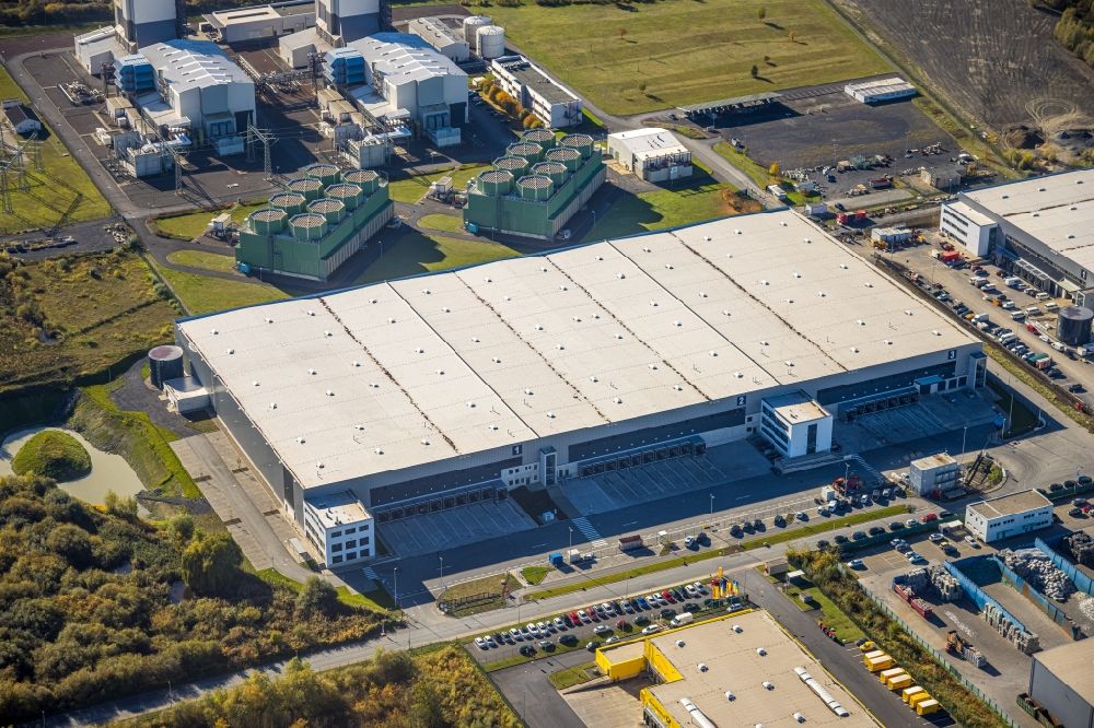 Hamm from the bird's eye view: New building complex on the site of the logistics center and Distribution Park in the district Uentrop in Hamm at Ruhrgebiet in the state North Rhine-Westphalia, Germany