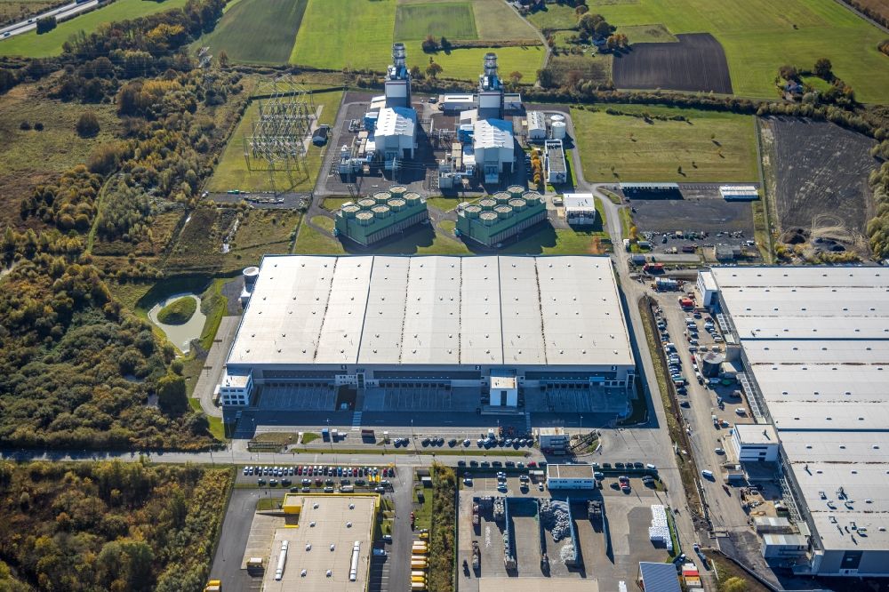 Aerial photograph Hamm - New building complex on the site of the logistics center and Distribution Park in the district Uentrop in Hamm at Ruhrgebiet in the state North Rhine-Westphalia, Germany