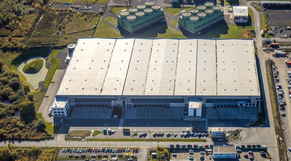 Hamm from above - New building complex on the site of the logistics center and Distribution Park in the district Uentrop in Hamm at Ruhrgebiet in the state North Rhine-Westphalia, Germany
