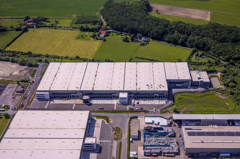 Aerial photograph Hamm - Construction site to build a new building complex on the site of the logistics center and Distribution Park in the district Uentrop in Hamm at Ruhrgebiet in the state North Rhine-Westphalia, Germany