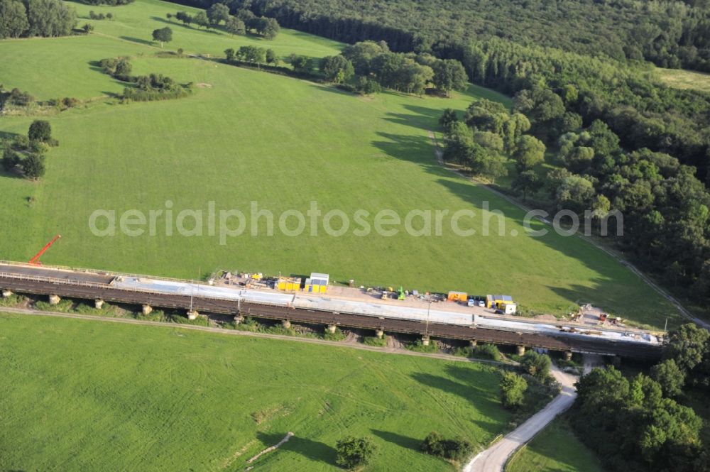 Biederitz from above - View of the reconstruction of the Ehlebrücke in Biederitz in the state Saxony-Anhalt