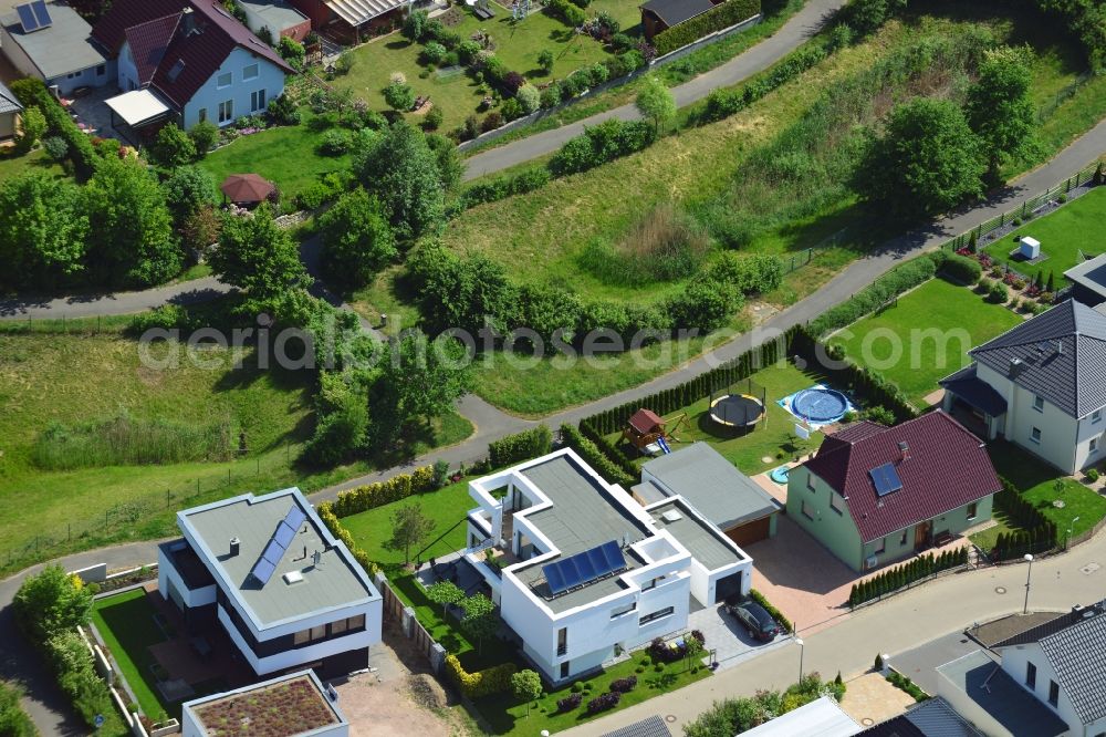 Aerial image Magdeburg - View at the new built single family house settlement Am Birnengarten in the district Ottersleben in Magdeburg in the federal state Saxony-Anhalt. Responsible for the developement is the MAWOG Grundstuecks GmbH