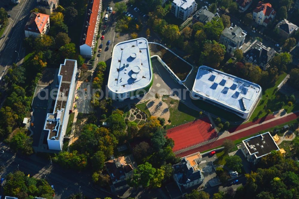 Leipzig from above - Erich Kaestner school in Leipzig in Saxony