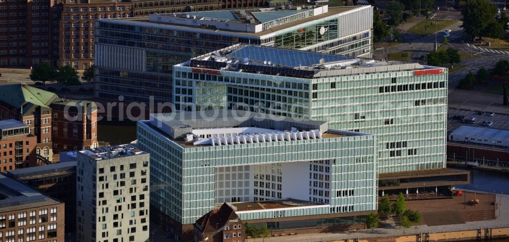 Aerial image Hamburg - View of the construction site of the Ericus-Contor (front) and the new headquarters of the Spiegel Group in HafenCity