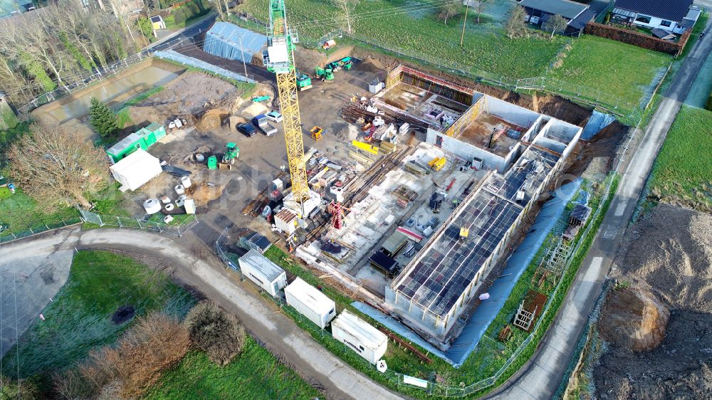 Hennef (Sieg) from above - New construction of the fire station in the city of Blankenberg in the state North Rhine-Westphalia, Germany