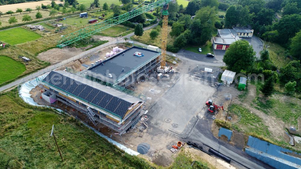 Hennef (Sieg) from the bird's eye view: New construction of the fire station in the city of Blankenberg in the state North Rhine-Westphalia, Germany