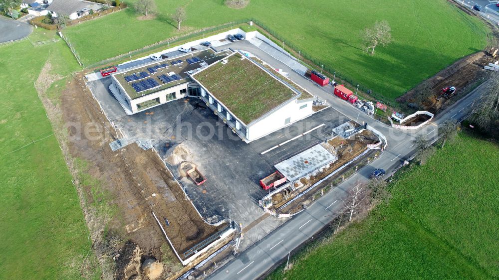 Hennef (Sieg) from the bird's eye view: New construction of a fire station in Soeven in the state North Rhine-Westphalia, Germany