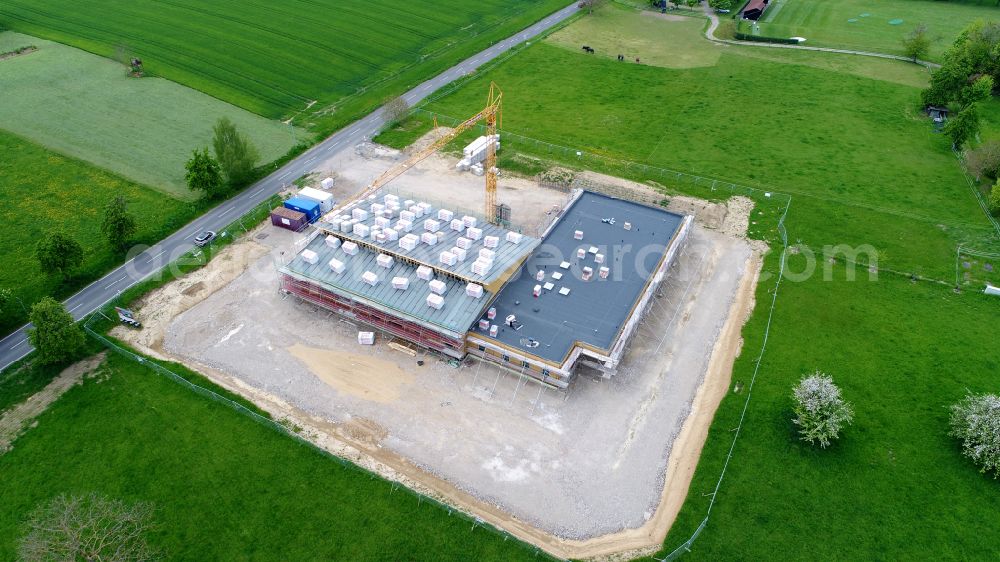 Hennef (Sieg) from above - New construction of a fire station in Soeven in the state North Rhine-Westphalia, Germany