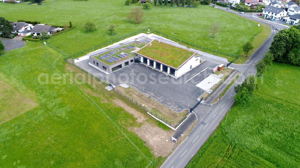 Hennef (Sieg) from above - New construction of a fire station in Soeven in the state North Rhine-Westphalia, Germany