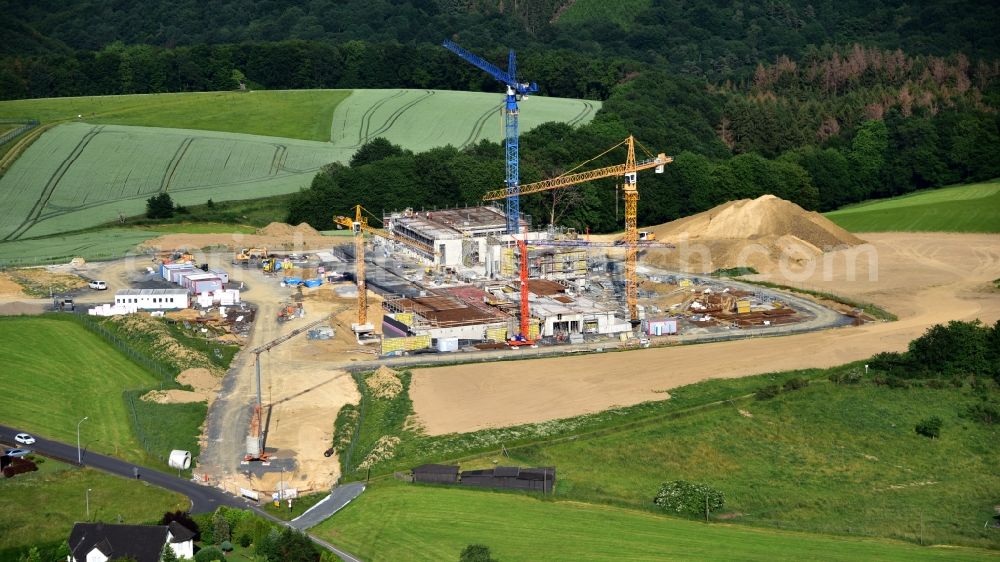 Aerial photograph Rahms - New construction of the company headquarters of Wirtgen Invest Holding GmbH in Rahms in the state Rhineland-Palatinate, Germany