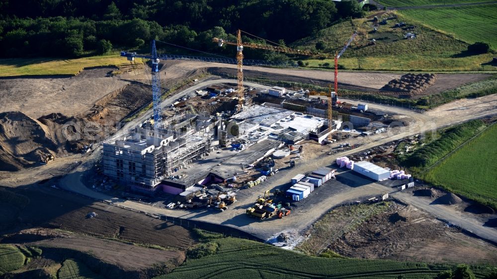 Rahms from the bird's eye view: New construction of the company headquarters of Wirtgen Invest Holding GmbH in Rahms in the state Rhineland-Palatinate, Germany