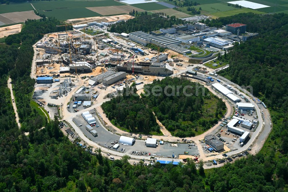 Aerial image Darmstadt - Construction site for the new building of a research building and office complex Beschleunigerzentrum FAIR in the district Wixhausen in Darmstadt in the state Hesse, Germany