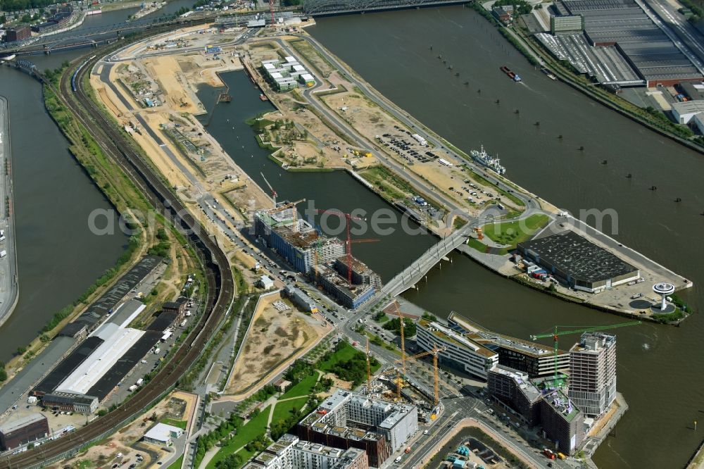Aerial photograph Hamburg - View of building lot of the new Hafen city University in Hamburg. The building constructed on behalf of the Ministry of Science and Research of Hamburg by the company Riedel Bau for the subjects architecture, civil engineering, geomatics and municipal planning
