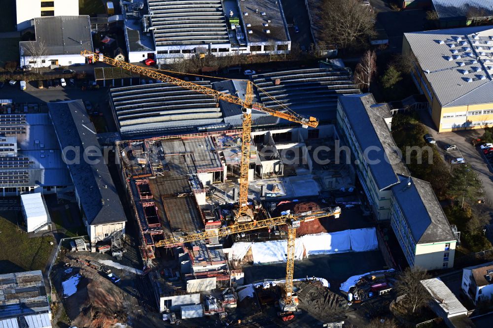 Bayreuth from the bird's eye view: New construction site of the building complex of the vocational school on street Kerschensteinerstrasse in the district Roeth in Bayreuth in the state Bavaria, Germany