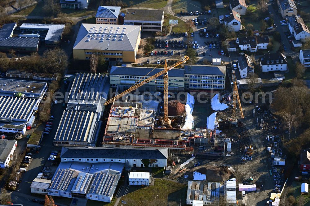 Bayreuth from above - New construction site of the building complex of the vocational school on street Kerschensteinerstrasse in the district Roeth in Bayreuth in the state Bavaria, Germany