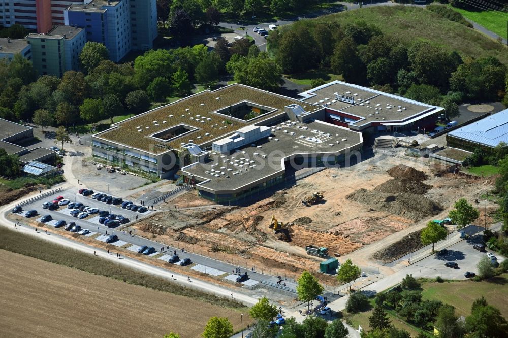 Aerial image Schweinfurt - New construction site of the building complex of the vocational school Staatliches Berufliches Schulzentrum Alfons Goppel Schweinfurt on Geschwister-Scholl-Strasse in Schweinfurt in the state Bavaria, Germany