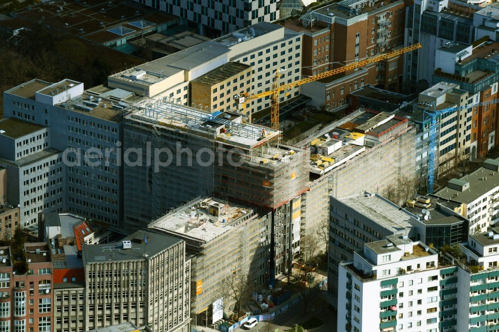 Aerial image Berlin - Construction site of the publishing complex of the press and media house DIN e. V. on Burggrafenstrasse in the district Tiergarten in Berlin, Germany