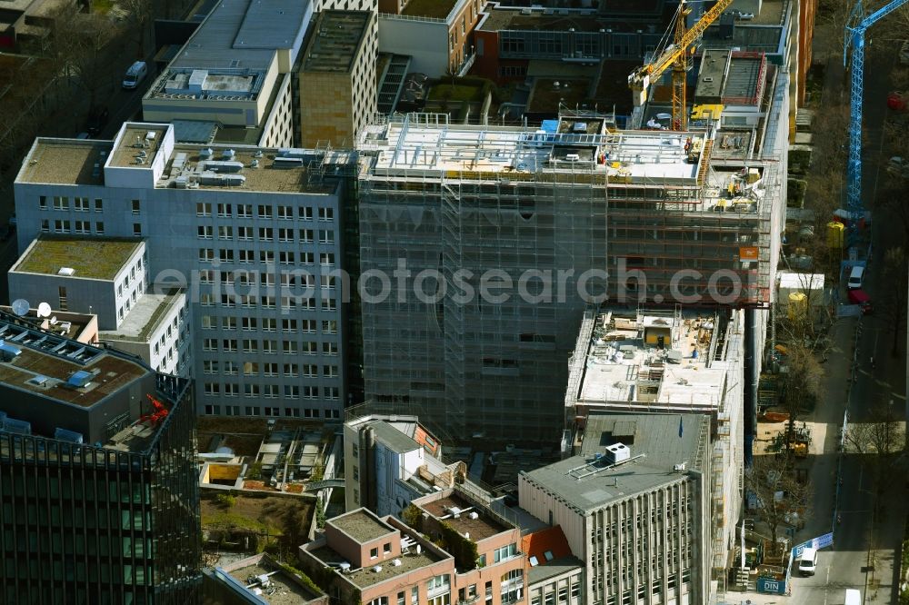 Aerial photograph Berlin - Construction site of the publishing complex of the press and media house DIN e. V. on Burggrafenstrasse in the district Tiergarten in Berlin, Germany