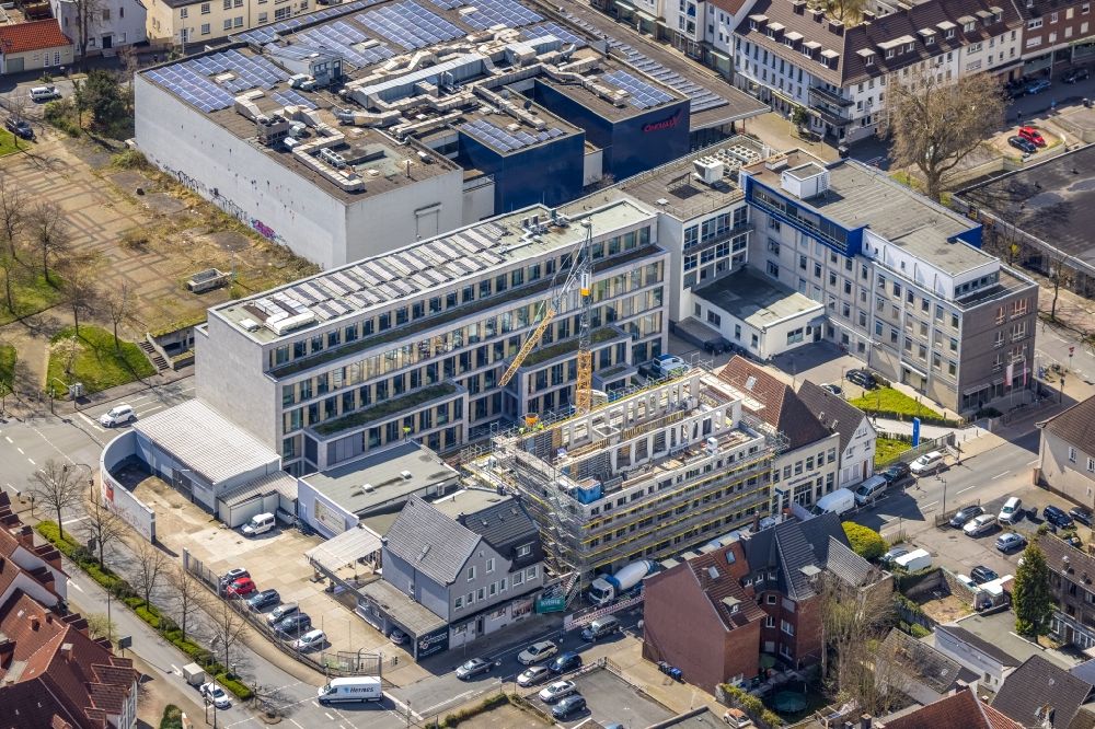Aerial image Hamm - Construction site of the publishing complex of the press and media house Westfaelischer Anzeiger on street Widumstrasse in the district Heessen in Hamm at Ruhrgebiet in the state North Rhine-Westphalia, Germany