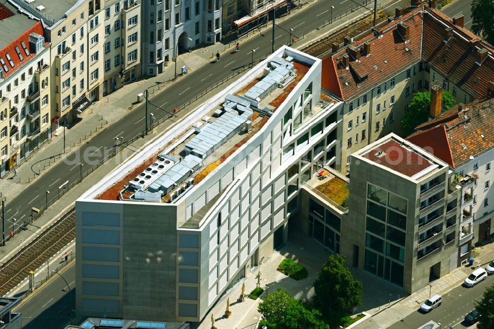 Berlin from above - Construction site of the publishing complex of the press and media house of Suhrkamp Verlag on the Torstrasse in the district Mitte in Berlin, Germany