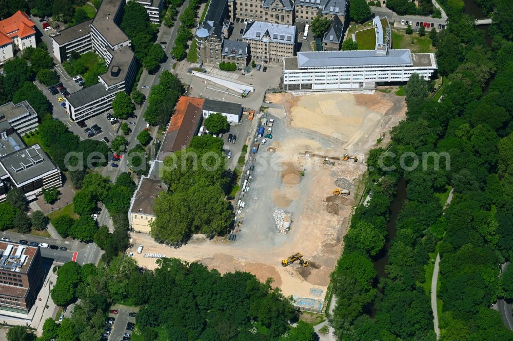 Hannover from above - Construction site for the new police building complex Control center and service building in the district Calenberger Neustadt in Hannover in the state Lower Saxony, Germany