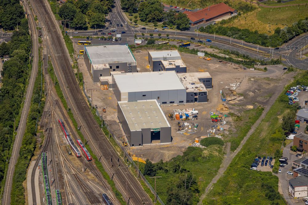 Aerial photograph Essen - Construction site for the new police building complex on street Schederhofstrasse in the district Westviertel in Essen at Ruhrgebiet in the state North Rhine-Westphalia, Germany