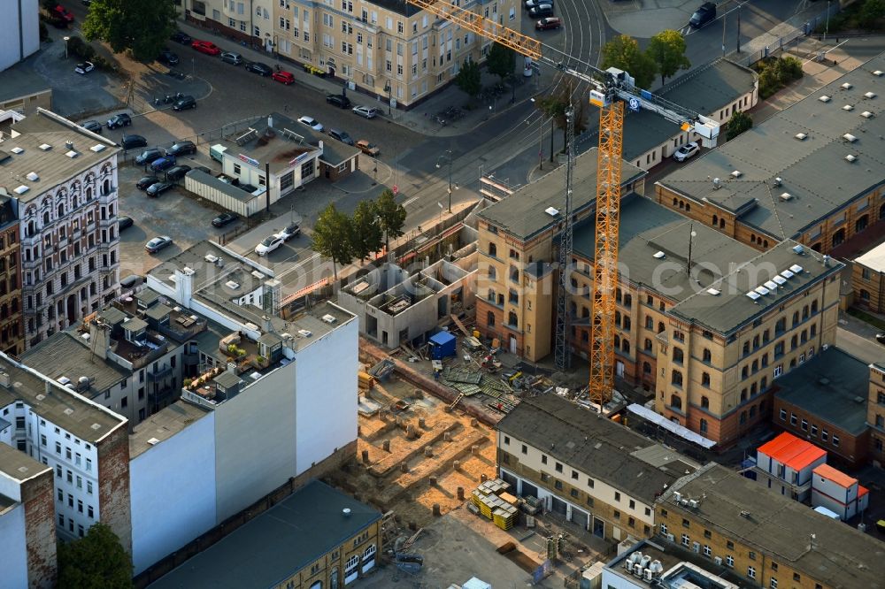 Aerial image Magdeburg - Construction site for the new police building complex on Buckauer Tor Ecke Sternstrasse in the district Altstadt in Magdeburg in the state Saxony-Anhalt, Germany