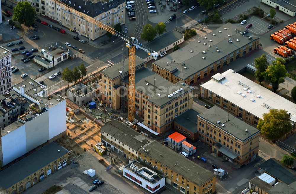 Aerial photograph Magdeburg - Construction site for the new police building complex on Buckauer Tor Ecke Sternstrasse in the district Altstadt in Magdeburg in the state Saxony-Anhalt, Germany