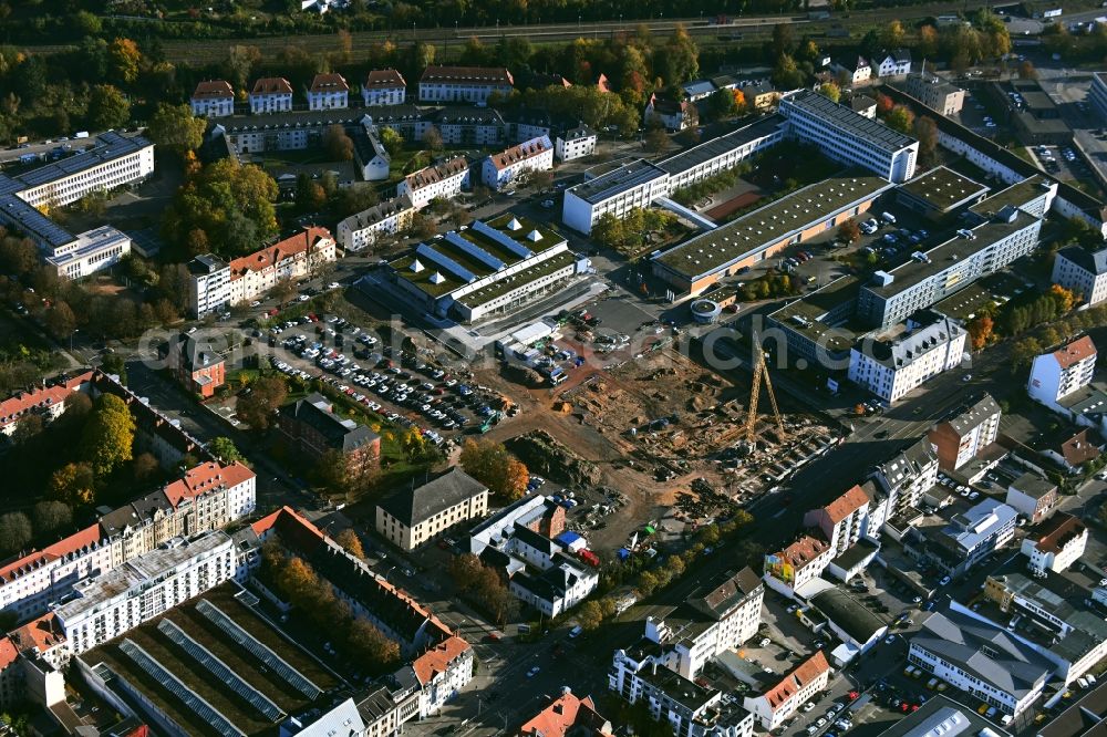 Saarbrücken from above - Construction site for the new police building complex Polizeiinspektion PI on Mainzer Strasse in the district Sankt Johann in Saarbruecken in the state Saarland, Germany