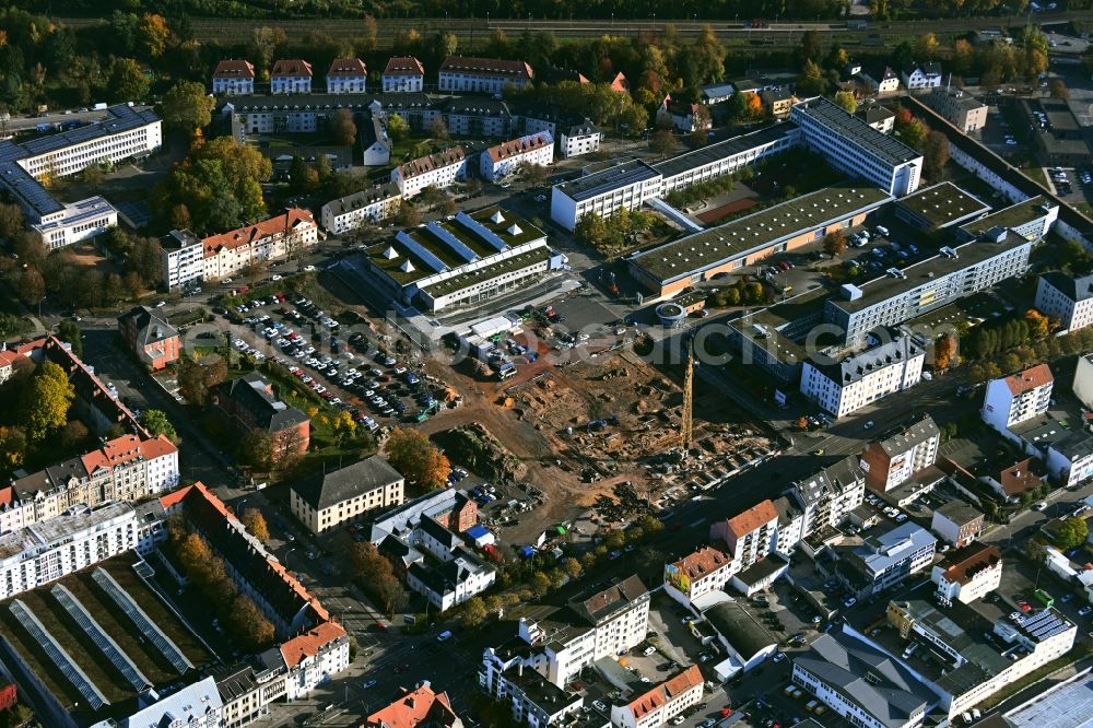Saarbrücken from the bird's eye view: Construction site for the new police building complex Polizeiinspektion PI on Mainzer Strasse in the district Sankt Johann in Saarbruecken in the state Saarland, Germany