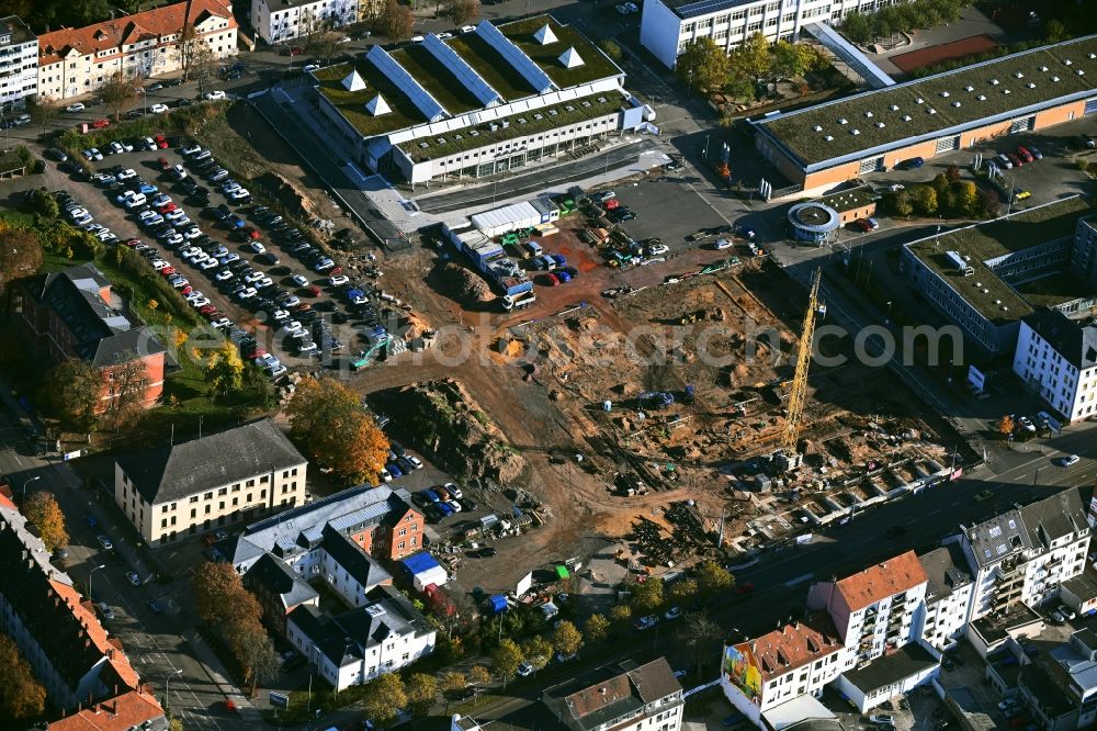 Aerial image Saarbrücken - Construction site for the new police building complex Polizeiinspektion PI on Mainzer Strasse in the district Sankt Johann in Saarbruecken in the state Saarland, Germany