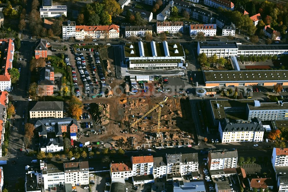 Aerial image Saarbrücken - Construction site for the new police building complex Polizeiinspektion PI on Mainzer Strasse in the district Sankt Johann in Saarbruecken in the state Saarland, Germany