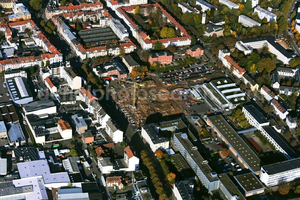 Aerial photograph Saarbrücken - Construction site for the new police building complex Polizeiinspektion PI on Mainzer Strasse in the district Sankt Johann in Saarbruecken in the state Saarland, Germany