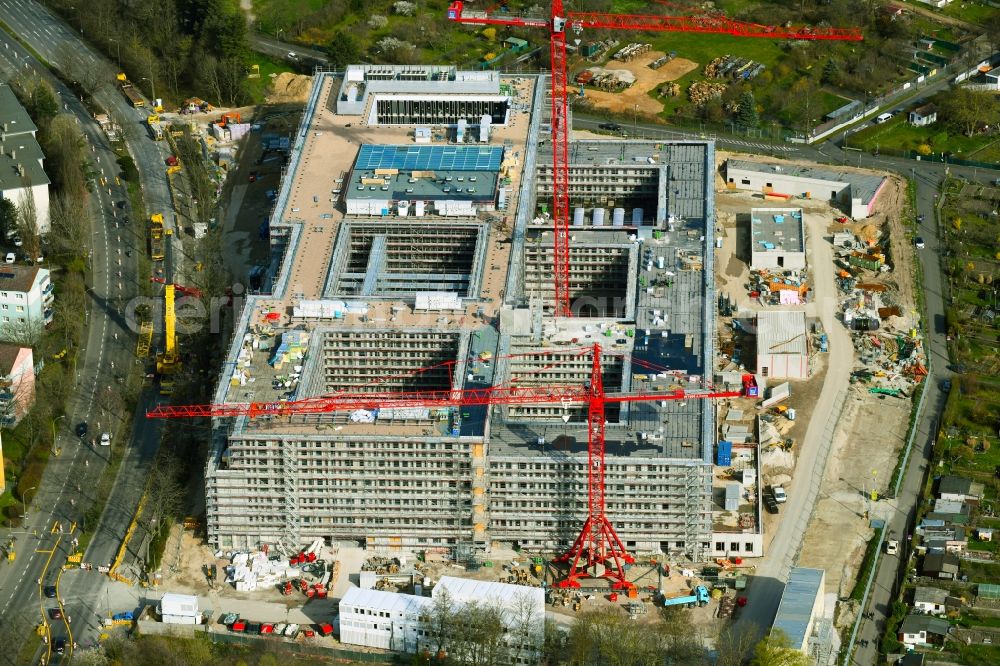 Aerial photograph Offenbach am Main - Construction site for the new police building complex Polizeipraesidium Suedosthessen on Spessartring in Offenbach am Main in the state Hesse, Germany