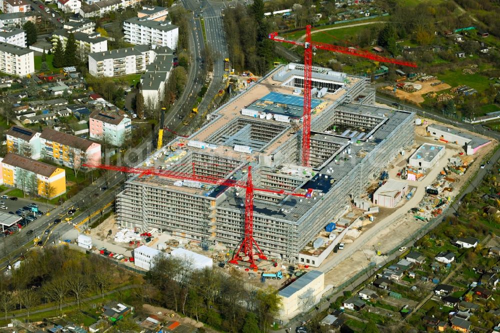 Aerial image Offenbach am Main - Construction site for the new police building complex Polizeipraesidium Suedosthessen on Spessartring in Offenbach am Main in the state Hesse, Germany