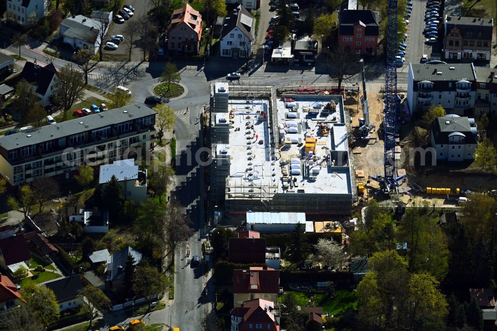 Aerial photograph Berlin - New construction of the building complex of the LIDL - shopping center on street Giesestrasse corner Hoenoer Strasse in the district Mahlsdorf in Berlin, Germany