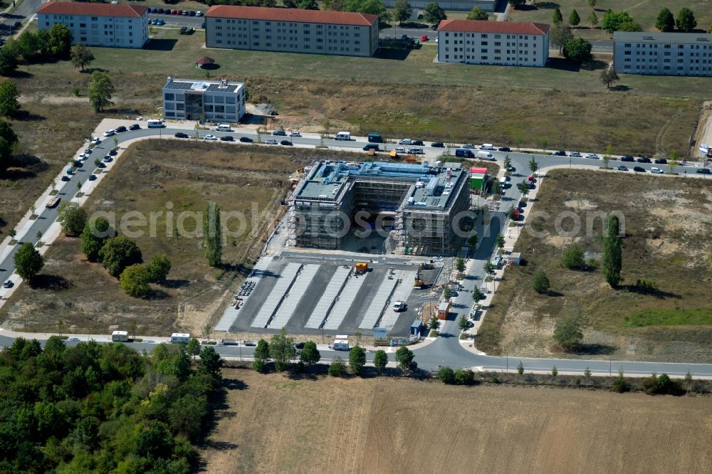 Würzburg from above - Construction site for the new construction of an office building of the administration and commercial building Skyline Hill on Leightonstrasse - John-Skilton-Strasse in the district Frauenland in Wuerzburg in the state Bavaria, Germany